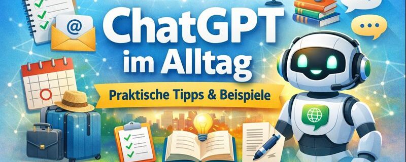 Illustration zu ChatGPT im Alltag mit Beispielen für Schreiben, Planung und Organisation