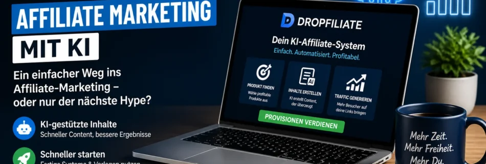 Dropfiliate Affiliate Marketing mit KI - einfacher Einstieg für Anfänger.